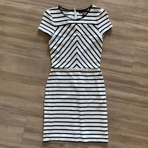 Banana Republic striped dress leather collar
